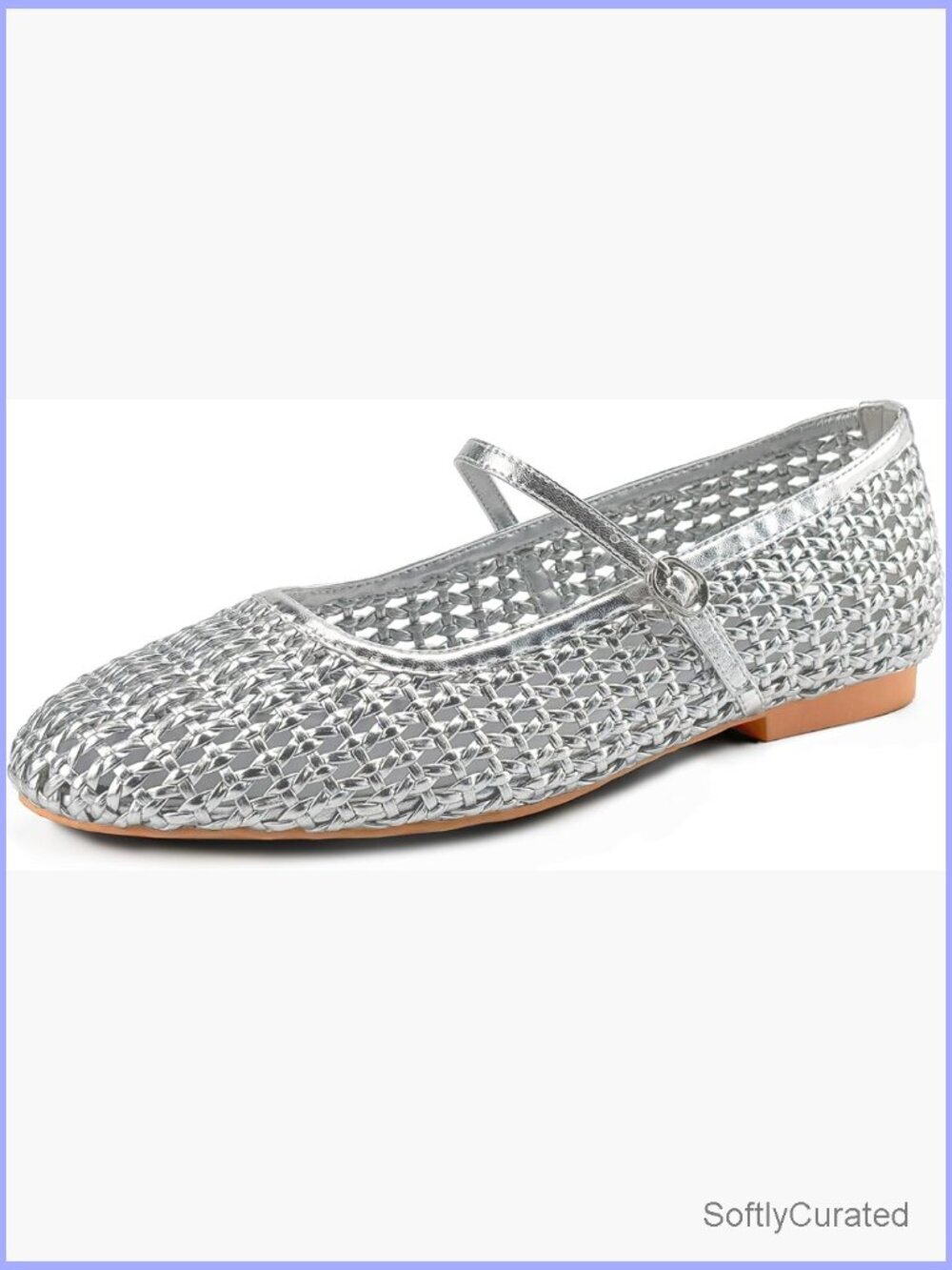 Women's Faux Leather Mary Jane Flats with Buckle Strap, Memory Foam Insole